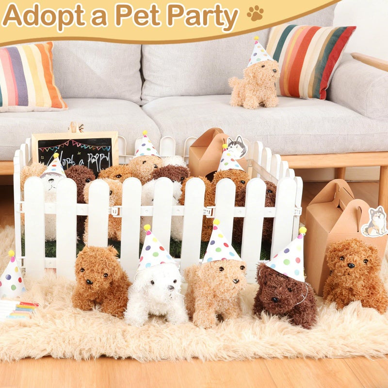 Zealor 88-PCS Adopt a Puppy Party Favor 22 Mini Plush Teddy Dog Stuffed Animal House Shaped Treat Box with Birthday Hat for Operation Christmas Shoebox Gift Adopt a Pet Theme Birthday Party Supplies - Image 5