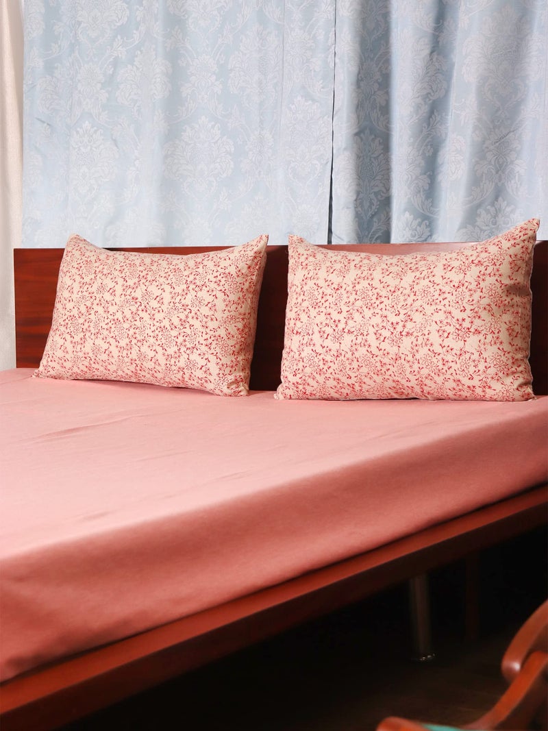 ZEBA Cotton Blend Bedcover for Double Bed with 2 Pillow Covers | Solid with Floral Printed Pillow Covers- Blush Pink | Bed Cover 90x108inches (7.5x9ft), Covers 17x27inches - Image 3