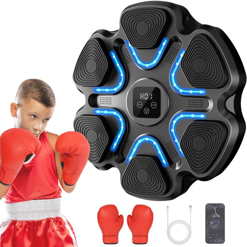 TGLLM Music Boxing Machine for Kids and Adults Wall Mounted Bluetooth Punching Trainer with Boxing Gloves Intelligent LED Boxing Target Workout Machine for Teenagers Boys Girls - Image 2