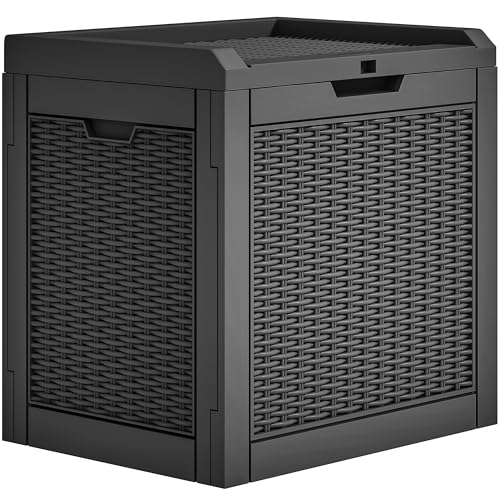 YITAHOME 32 Gallon Deck Box, Resin Storage with Lockable Lid & Side Handles, Indoor Outdoor Small Container for Patio Cushion, Garden Pool Accessories, Backyard Furniture, Water Resistant - Image 1