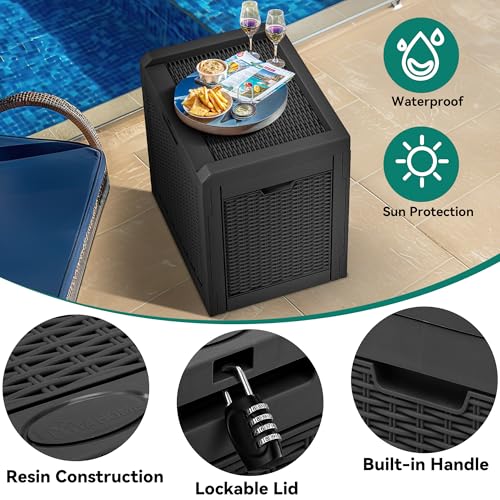 YITAHOME 32 Gallon Deck Box, Resin Storage with Lockable Lid & Side Handles, Indoor Outdoor Small Container for Patio Cushion, Garden Pool Accessories, Backyard Furniture, Water Resistant - Image 4