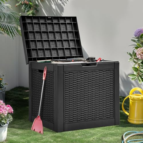 YITAHOME 32 Gallon Deck Box, Resin Storage with Lockable Lid & Side Handles, Indoor Outdoor Small Container for Patio Cushion, Garden Pool Accessories, Backyard Furniture, Water Resistant - Image 2