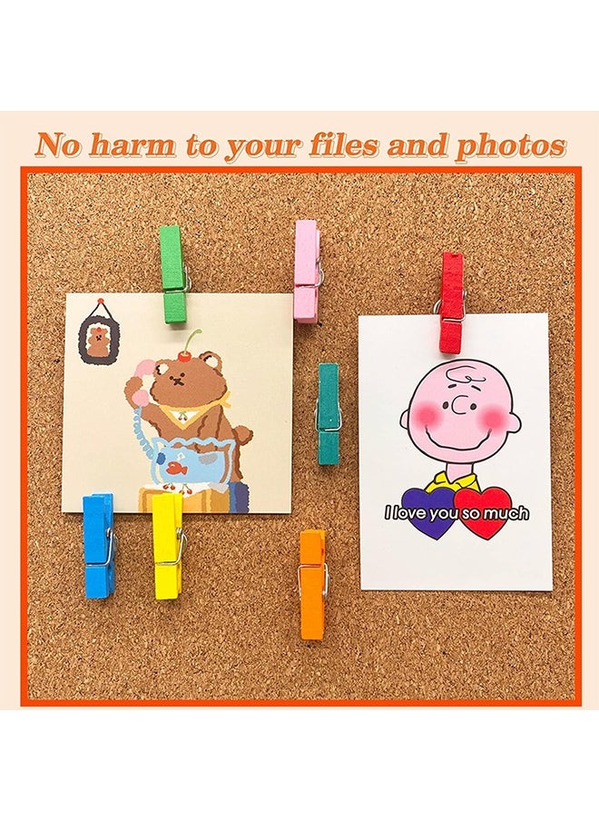 HS - 30 PCS Colorful Push Pin with Wooden Clips, Durable Wooden Push Pins Clips, Decorative Thumb Tacks, Pushpins For Cork Board, Photos, Craft Projects, Artworks Notes Photos, Offices And Homes - Image 1