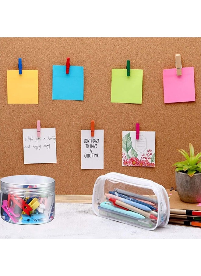 HS - 30 PCS Colorful Push Pin with Wooden Clips, Durable Wooden Push Pins Clips, Decorative Thumb Tacks, Pushpins For Cork Board, Photos, Craft Projects, Artworks Notes Photos, Offices And Homes - Image 1