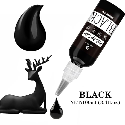 DecorRom Black Epoxy Resin Pigment Paste - 3.4 fl.oz / 100ml High Concentrated Black Resin Dye Paste for Resin Art, River Table, UV Resin Jewelry Making - Opaque Black Pigment Paste for Resin Painting, Coaster - Image 2