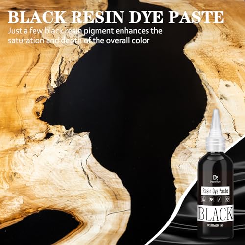 DecorRom Black Epoxy Resin Pigment Paste - 3.4 fl.oz / 100ml High Concentrated Black Resin Dye Paste for Resin Art, River Table, UV Resin Jewelry Making - Opaque Black Pigment Paste for Resin Painting, Coaster - Image 3