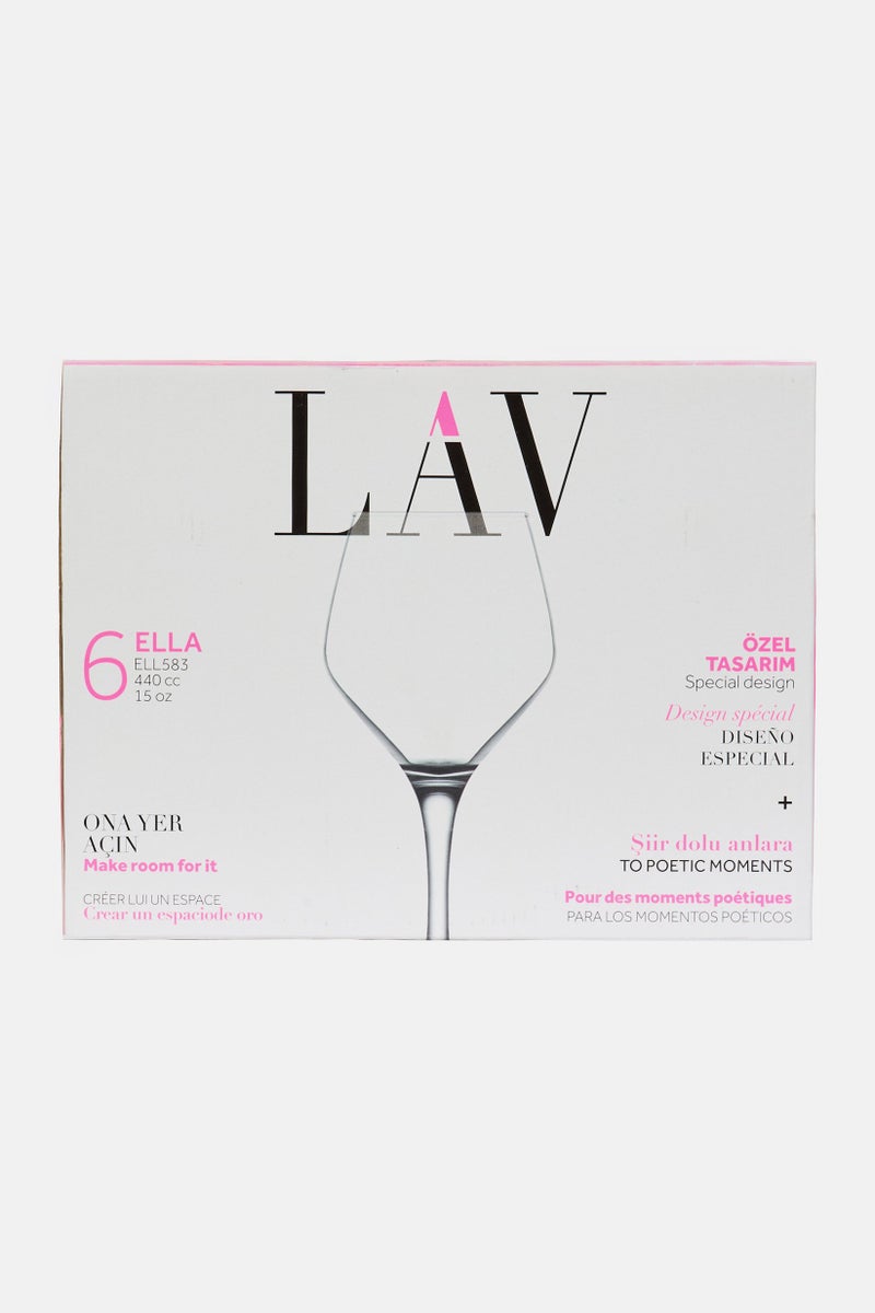 LAV 6 Pieces Plain Ella Glass Set 440 ml, Transparent - Image 3