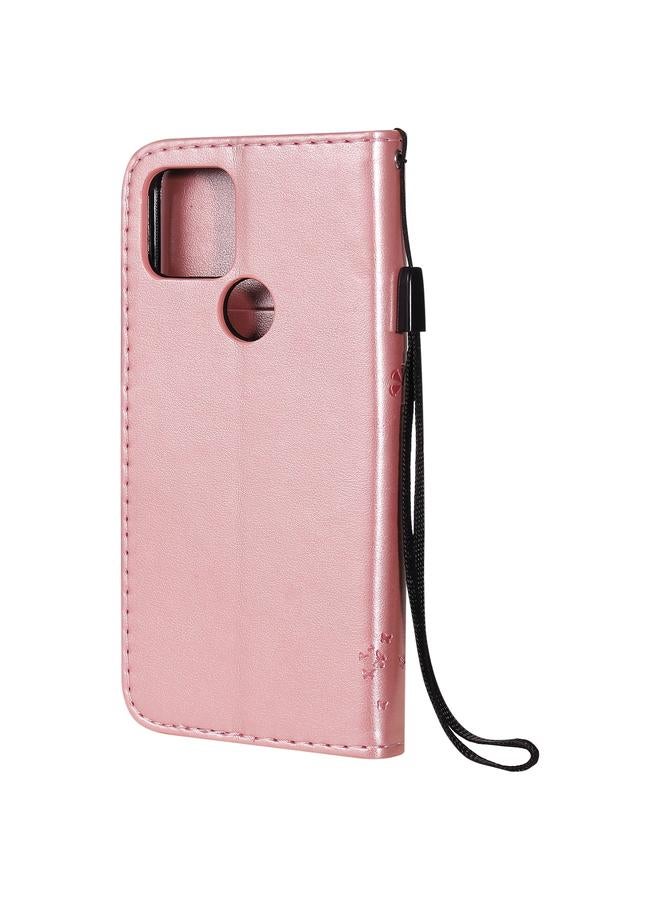 اس-توب جراب لهاتف Google Pixel 5، جراب جلدي أفقي قابل للطي بنقشة شجرة وقط مع حامل وفتحات للبطاقات ومحفظة وحبل تعليق - Image 4