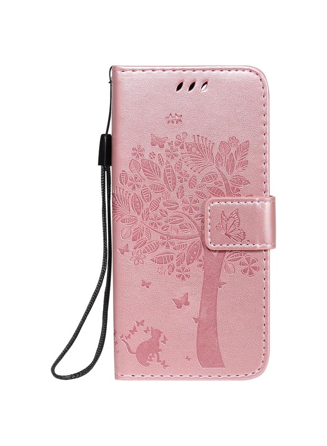 اس-توب جراب لهاتف Google Pixel 5، جراب جلدي أفقي قابل للطي بنقشة شجرة وقط مع حامل وفتحات للبطاقات ومحفظة وحبل تعليق - Image 2