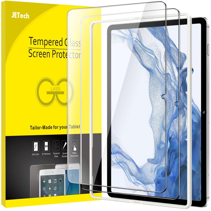 JETech Screen Protector for Samsung Galaxy Tab S8 Plus 2022 / Tab S7 FE 2021 / Tab S7 Plus 2020 12.4-Inch with Easy Installation Frame, Tempered Glass Film, HD Clear, 2-Pack - Image 1