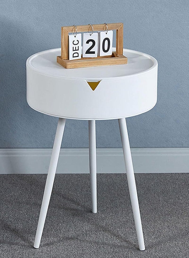 DubaiGallery Modern Round Bedside Table with Drawer - Plastic Nightstand with Storage, Contemporary Mini Side End Table, Versatile Circle Corner Stand with Special Functions, Ideal for Bedroom Organizing - Works without Power, Suitable for Various Holidays  - Image 1