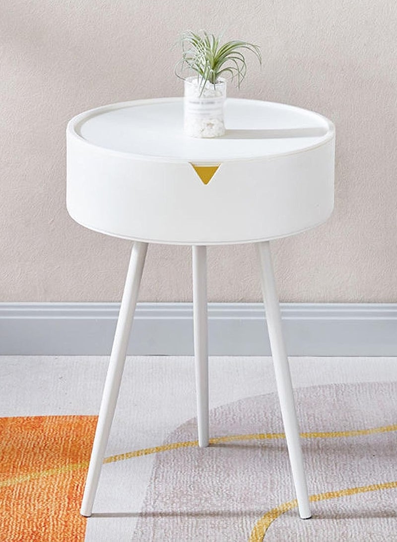 DubaiGallery Modern Round Bedside Table with Drawer - Plastic Nightstand with Storage, Contemporary Mini Side End Table, Versatile Circle Corner Stand with Special Functions, Ideal for Bedroom Organizing - Works without Power, Suitable for Various Holidays  - Image 2