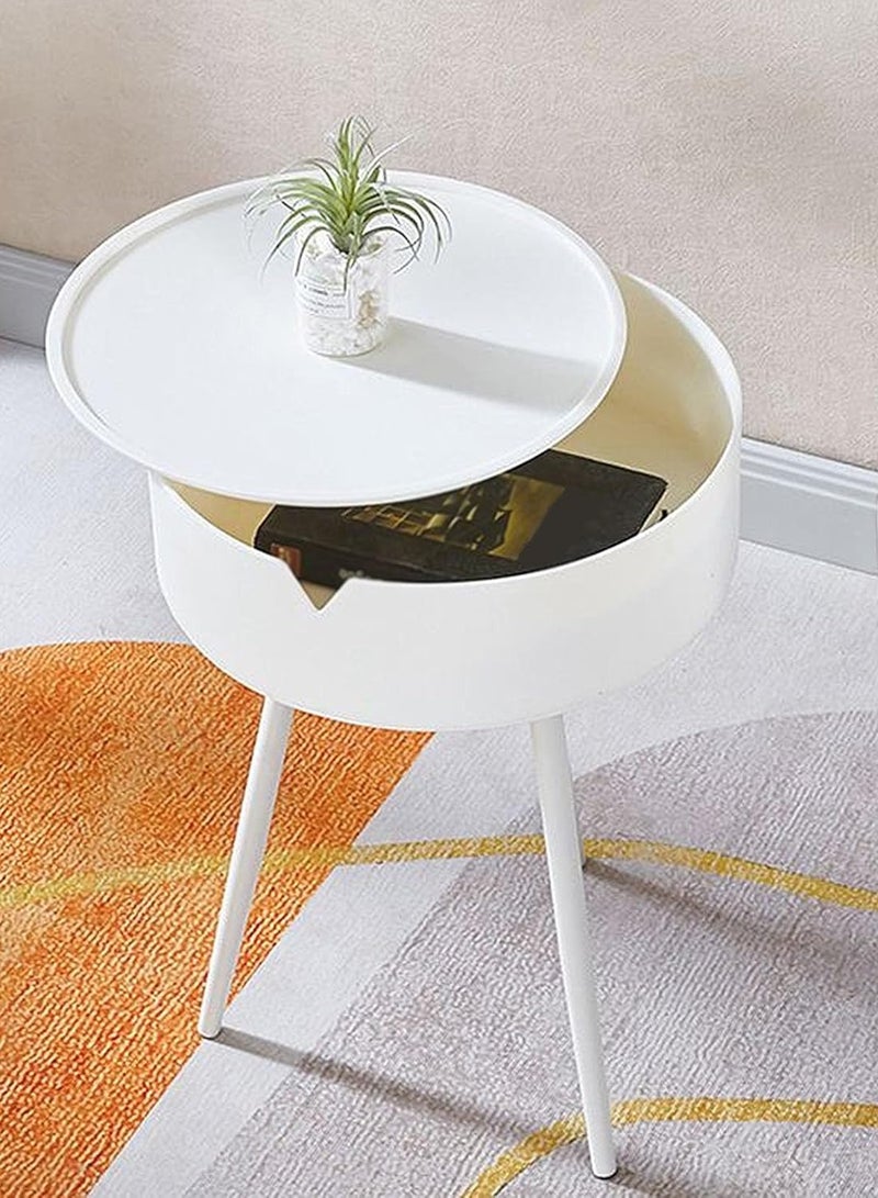 DubaiGallery Modern Round Bedside Table with Drawer - Plastic Nightstand with Storage, Contemporary Mini Side End Table, Versatile Circle Corner Stand with Special Functions, Ideal for Bedroom Organizing - Works without Power, Suitable for Various Holidays  - Image 3