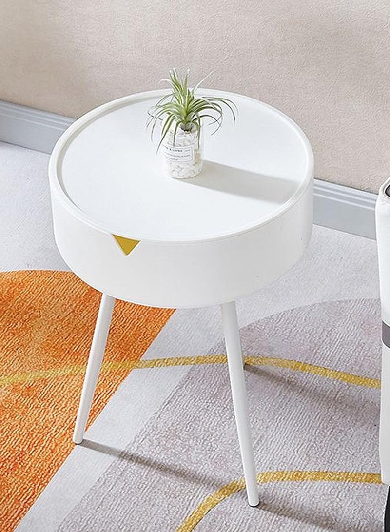 DubaiGallery Modern Round Bedside Table with Drawer - Plastic Nightstand with Storage, Contemporary Mini Side End Table, Versatile Circle Corner Stand with Special Functions, Ideal for Bedroom Organizing - Works without Power, Suitable for Various Holidays  - Image 4