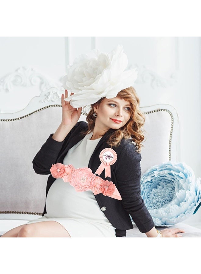 Lemon Mommy to Be & Daddy to Be Ribbons Flower Belly Belt Set - Ideal for Baby Shower Celebrations - Image 5