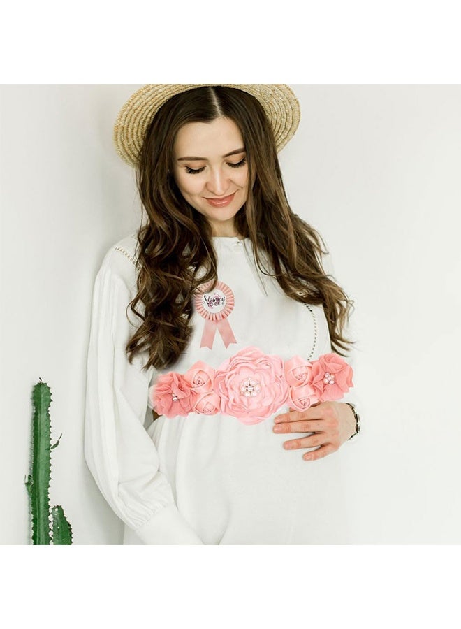 Lemon Mommy to Be & Daddy to Be Ribbons Flower Belly Belt Set - Ideal for Baby Shower Celebrations - Image 3