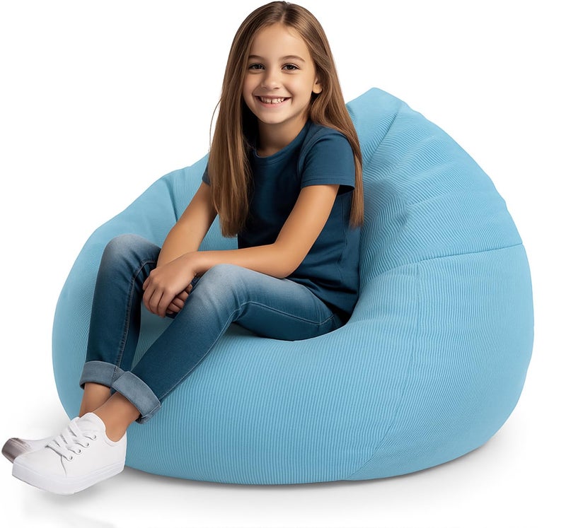 Dafftos Stuffed Storage Bean Bag (No Filler) Keep Your Plush Toys More Organized Teens Children Lazy Playroom Perfect Ultra Soft Beanbag Washable Space Save Organizer Blue - Image 1