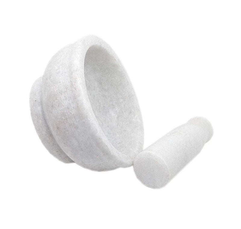 HeeMo White Marble Imam DastaMortar and Pestle SetOhkli MusalKharalIdi KalluKhal MusalKhalbattaSpice Grinder4 Inches - Image 4