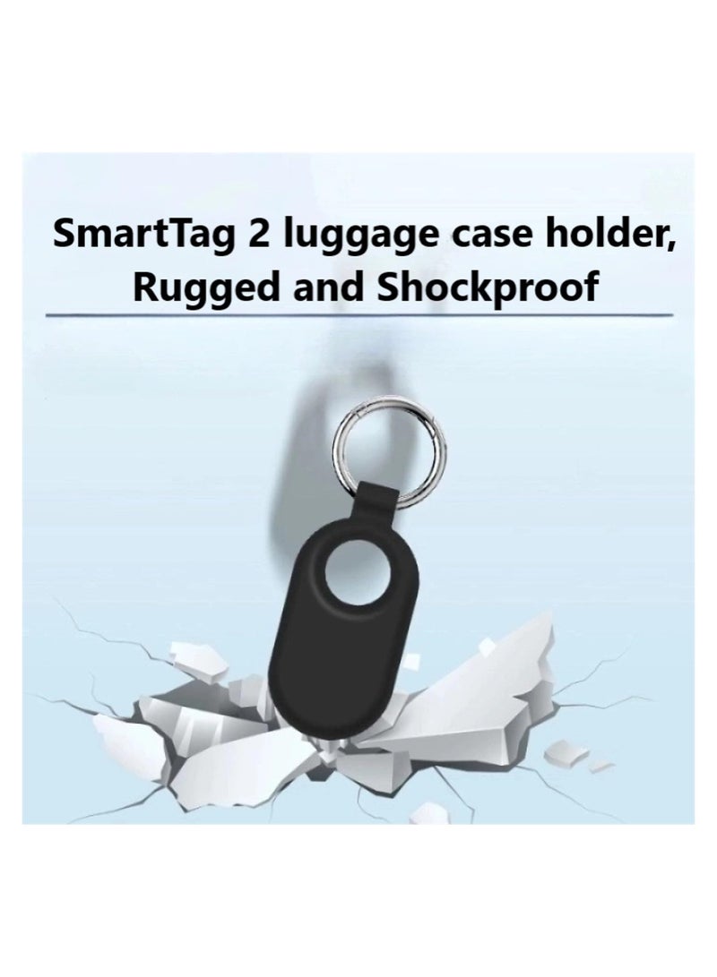 for Samsung Galaxy SmartTag2 Case, 2 Pack Full-Body Shockproof Protection Silicone Case for Galaxy Smart Tag 2 with Key Ring for Keys, Wallet, Luggage, Backpacks, Pets