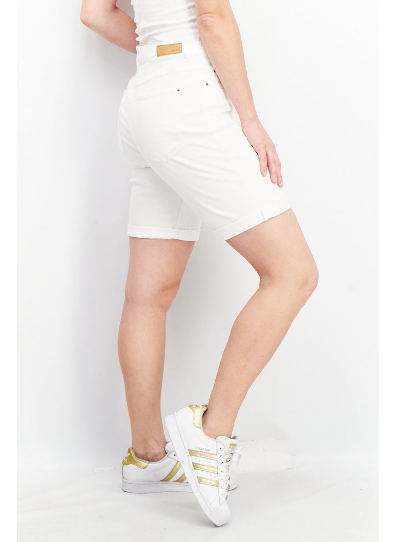 ESPRIT Women Plain Denim Shorts, White - Image 5