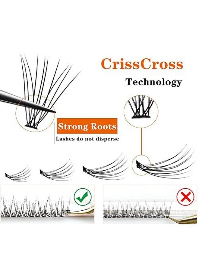 IECILI - Individual Lashes Natural Cluster Lashes 240Pcs 9 14Mm Mixed Pack /12 Roots/D Curl /0.07Mm Thickness/Faux Mink Diy Premade Fans Eyelash Extensions (D Curl 10D Cluster Lashes) - Image 1