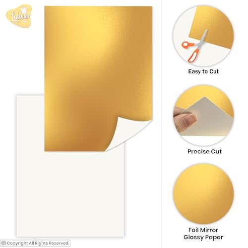 Lakeer A4 Gold Foil Cardstock Paper, 250 GSM, Pack of 10 Sheets, Reflective Mirror Cardstock for Art & Craft, Card Making, Scrapbooking, etc - Image 3