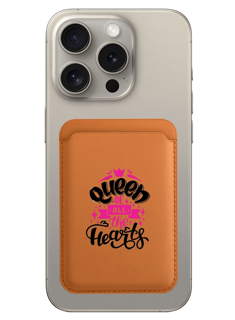 Theodor Magnetic Wallet, Compatible with MagSafe Wallet, for iPhone Wallet, for iPhone 16/15/14/13/12 Series, Not for iPhone 13/12 mini, 3 Card Holder, Vegan Leather, Brown - Queen of all hearts Black - Image 1