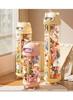 CityRiya-Long Toys Organizer, Stuffed Animal Storage Box, 115CM Large Doll Organizer, Kids Toy Storage Organizer, Stuffed Animals Holder, Toy Display Bucket, Toy Storage Rack with LED Light and Wheels  - Image 5