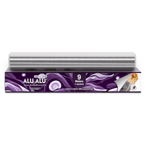 AluAlu ALU ALU 9 Meter Silver Aluminium Foil | Premium Quality | 11 Micron Thickness | Keeps Food Warm and Hygienic | Ideal for Food Wrapping, Packing, Storing and Serving - Image 1