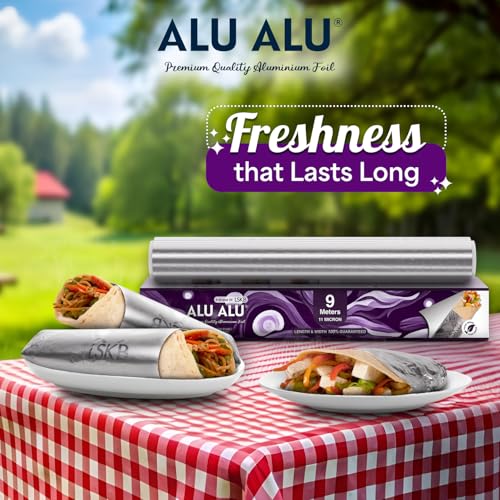 AluAlu ALU ALU 9 Meter Silver Aluminium Foil | Premium Quality | 11 Micron Thickness | Keeps Food Warm and Hygienic | Ideal for Food Wrapping, Packing, Storing and Serving - Image 3
