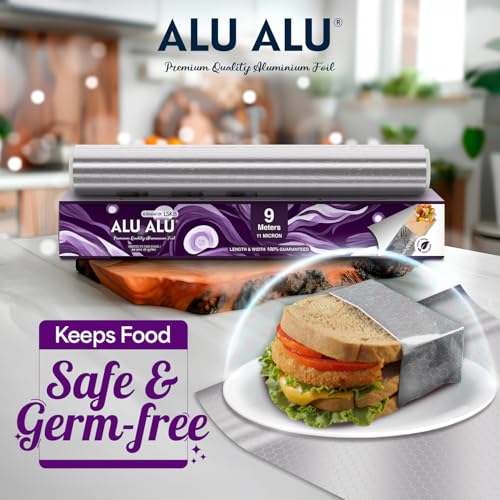 AluAlu ALU ALU 9 Meter Silver Aluminium Foil | Premium Quality | 11 Micron Thickness | Keeps Food Warm and Hygienic | Ideal for Food Wrapping, Packing, Storing and Serving - Image 5