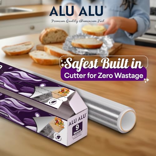 AluAlu ALU ALU 9 Meter Silver Aluminium Foil | Premium Quality | 11 Micron Thickness | Keeps Food Warm and Hygienic | Ideal for Food Wrapping, Packing, Storing and Serving - Image 4