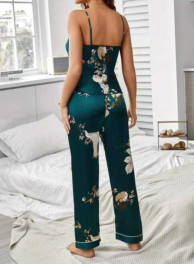Take Two Floral Satin Strappy Cami and Pyjama Set