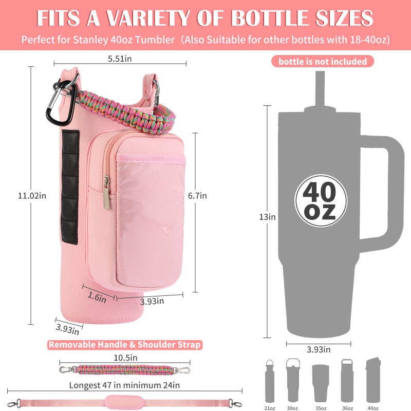 SLEVIO TIMER Magnetic Gym Bag for Men, Water Bottle Carrier Holder with Strap, Phone Pockets for Stanley Cup 40 oz Tumbler, Small Bag Gym Accessories for Women with N52 Super Magnet(Pink) - Image 5