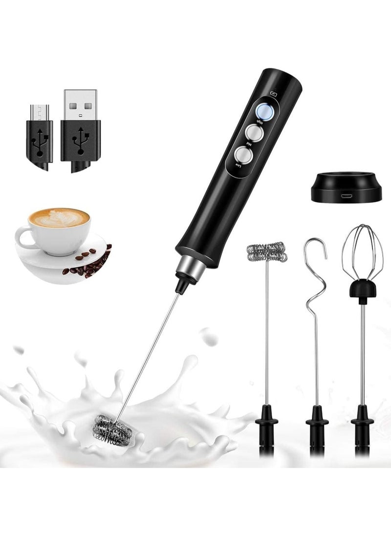 General - Handheld foam maker, USB charging electric foam maker, 3-speed adjustable, dual USB charging mode, with 3 stainless steel whisk, suitable for lattes, cappuccino, hot chocolate, eggs - Image 1