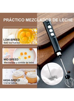 General Handheld foam maker, USB charging electric foam maker, 3-speed adjustable, dual USB charging mode, with 3 stainless steel whisk, suitable for lattes, cappuccino, hot chocolate, eggs  - Image 4