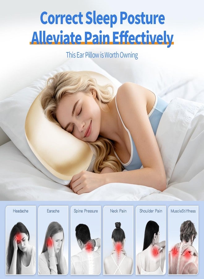Swaycy Ear Piercing Pillow with Memory Foam for Side Sleepers, Ergonomic Ear Hole Pillow for CNH, Ear Pain, Inflammation & Pressure Sores, Ear Guard Sleeping Pillow for Daily Use, Champagne Silk - Image 5