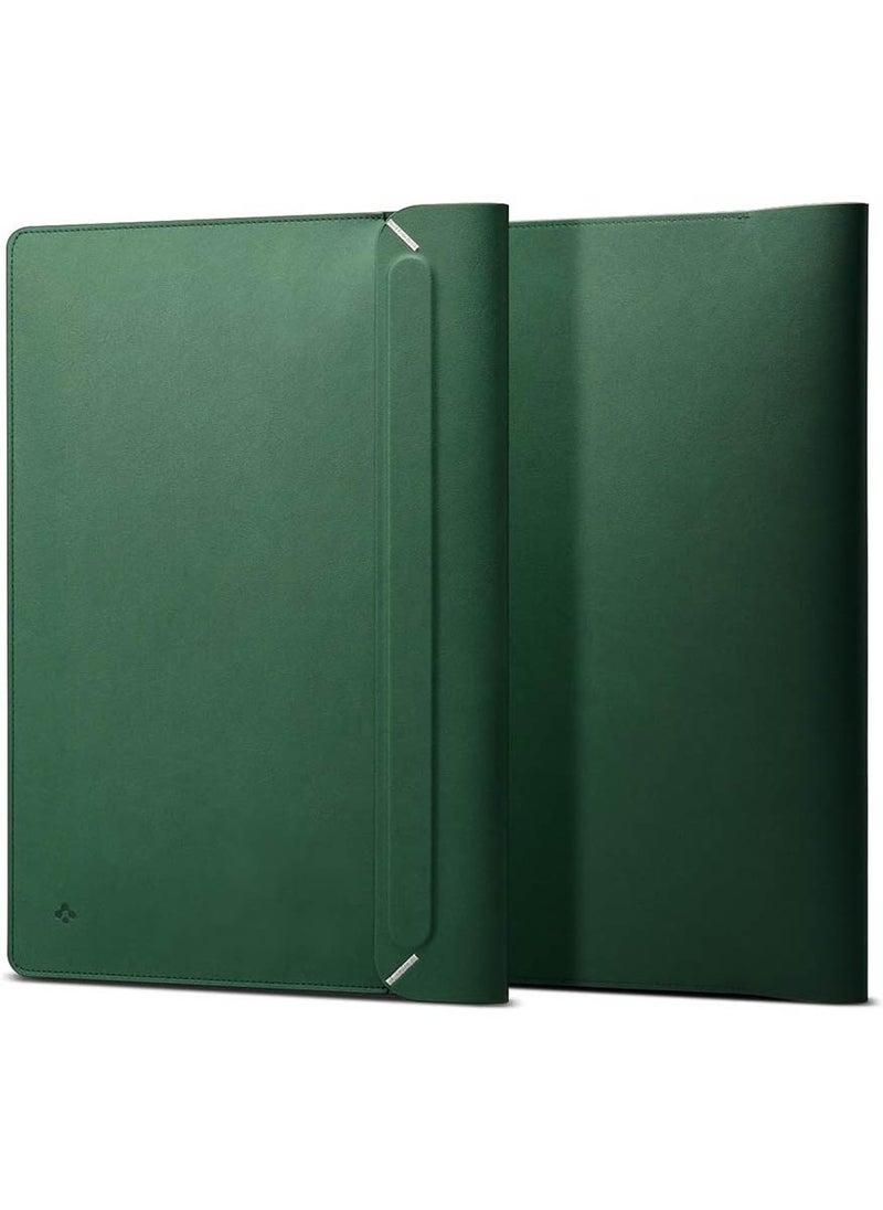 Spigen Laptop Sleeve Valentinus 15 15.6 16 inch, for MacBook Pro, Built in Magnetic Flap, Leather Laptop Case Cover, Laptop Pouch Bag - Jeju Green  - Image 1