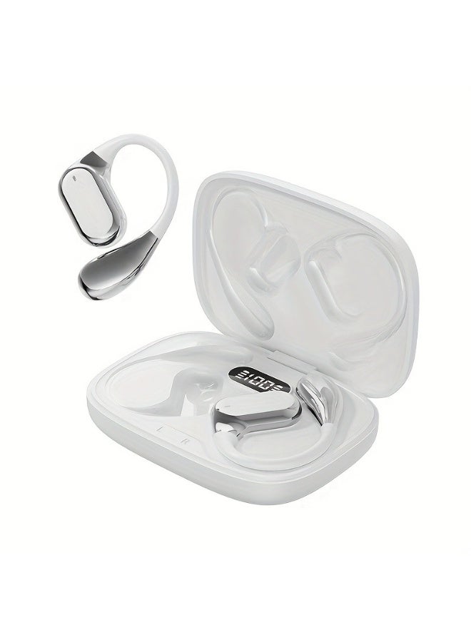 سماعة رأس لاسلكية بلوتوث مزودة بخطاف تعليق سيليكون داخل الأذن، وميكروفون للهواتف المحمولة الرياضية، وميزة تقليل الضوضاء ENC، وتسجيل مكالمات عالية الدقة. - Image 1