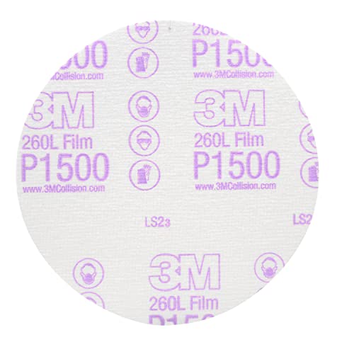3M Hookit Finishing Film Abrasive Disc 00950, 6 in, 1500+ Grade, 100 Pack, Clear Coat Sanding, Paint Finishing, Defect Removal, Tear Resistant - Image 1