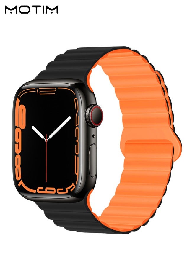 Motim - Apple Watch Band Magnetic Buckle Strap, 49mm 45mm 44mm 42mm, Soft Silicone Replacement Strap Loop Bracelet, Reversible Loop Strap for iWatch Series 10/9/8/7/6/5/4/3/2/1/SE - Image 1