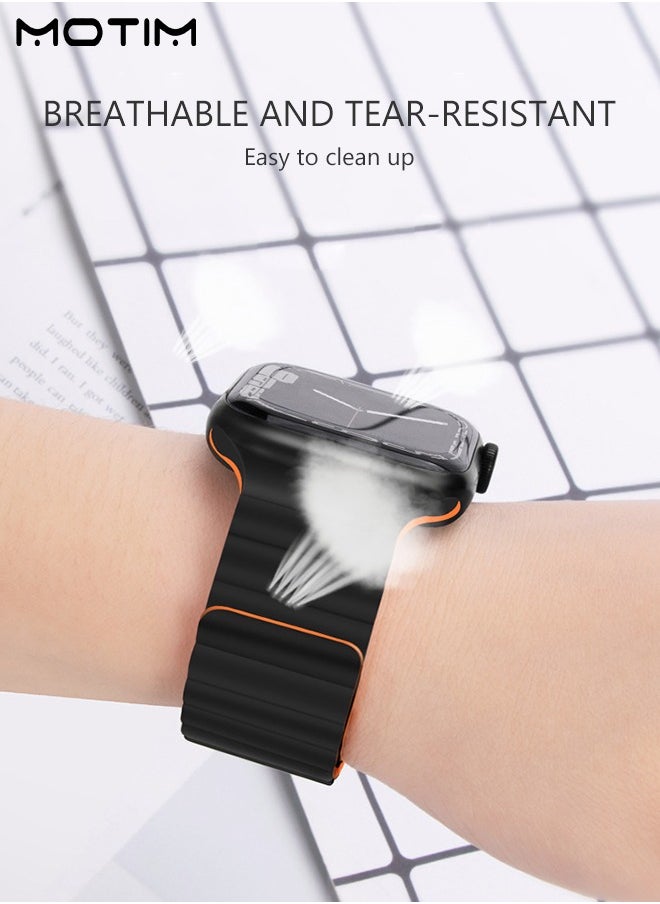 Motim - Apple Watch Band Magnetic Buckle Strap, 49mm 45mm 44mm 42mm, Soft Silicone Replacement Strap Loop Bracelet, Reversible Loop Strap for iWatch Series 10/9/8/7/6/5/4/3/2/1/SE - Image 1
