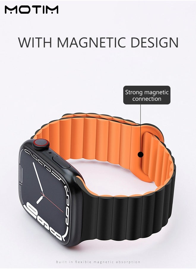 Motim - Apple Watch Band Magnetic Buckle Strap, 49mm 45mm 44mm 42mm, Soft Silicone Replacement Strap Loop Bracelet, Reversible Loop Strap for iWatch Series 10/9/8/7/6/5/4/3/2/1/SE - Image 1