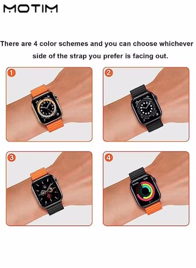 Motim - Apple Watch Band Magnetic Buckle Strap, 49mm 45mm 44mm 42mm, Soft Silicone Replacement Strap Loop Bracelet, Reversible Loop Strap for iWatch Series 10/9/8/7/6/5/4/3/2/1/SE - Image 1