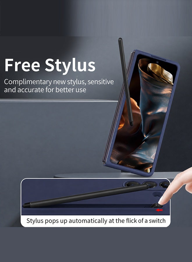 MARGOUN Slim S Pen Case for Samsung Galaxy Z Fold 8 Ultra with Stylus Holder and Built-in Screen Protector Dark Blue - Image 3