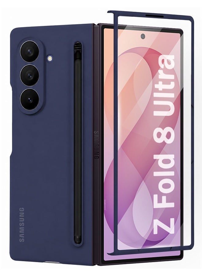 MARGOUN Slim S Pen Case for Samsung Galaxy Z Fold 8 Ultra with Stylus Holder and Built-in Screen Protector Dark Blue - Image 1