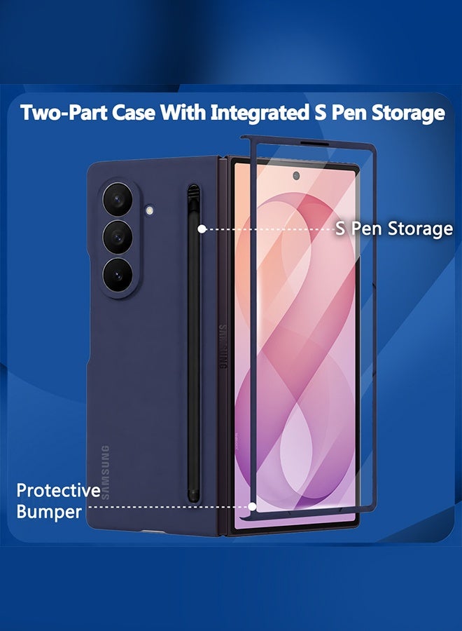 MARGOUN Slim S Pen Case for Samsung Galaxy Z Fold 8 Ultra with Stylus Holder and Built-in Screen Protector Dark Blue - Image 4