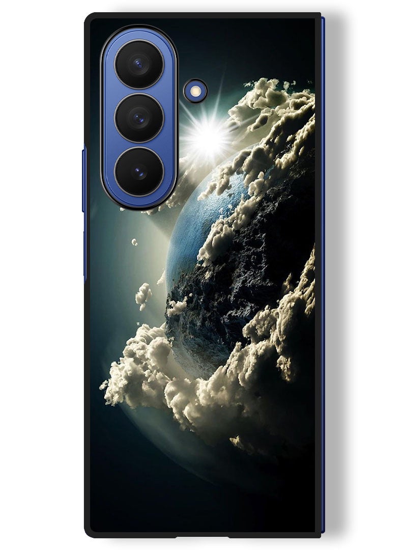 Theodor Case Compatible with Samsung Galaxy Z Fold 7 - 8 Inch Protection Shockproof Bumper Cover Space Earth Sun - Image 1