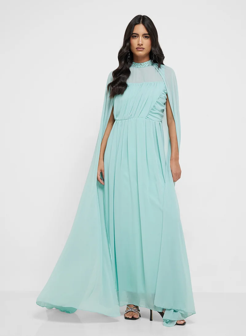 Khizana Chiffon Cape Maxi Dress