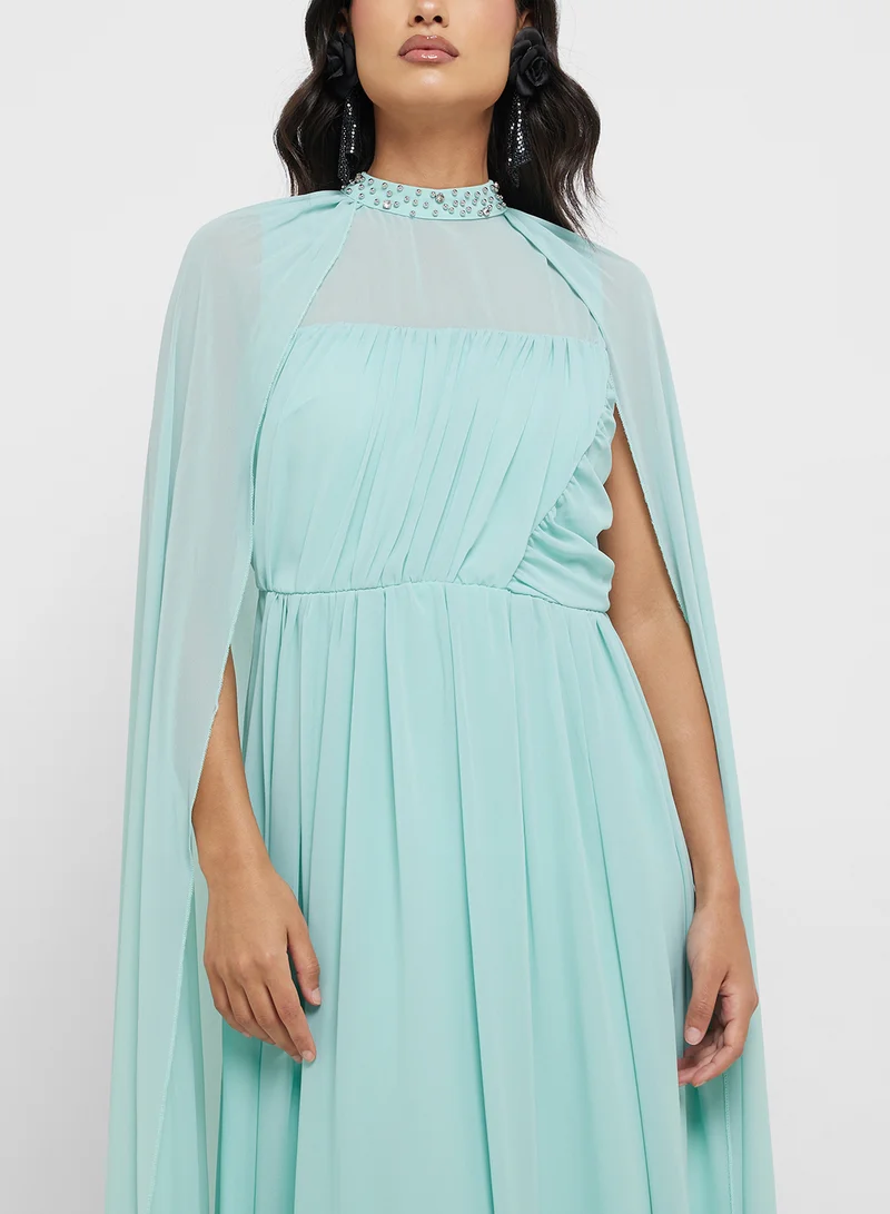 Khizana Chiffon Cape Maxi Dress
